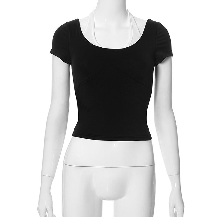 Dame moderne Crop-Top med raffinerede puffærmer Stilla