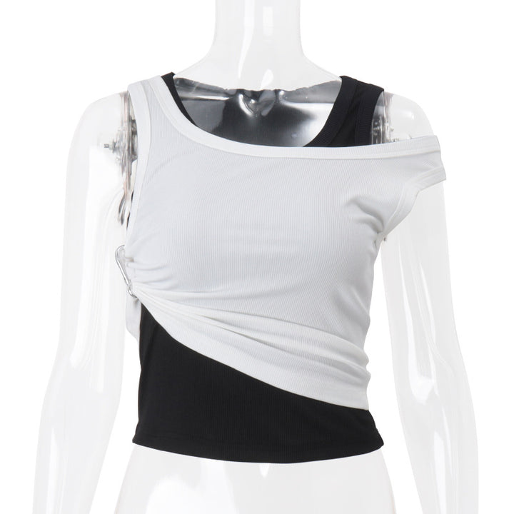 Damer Asymmetrisk Crop-Top med elegant Drapering Stilla
