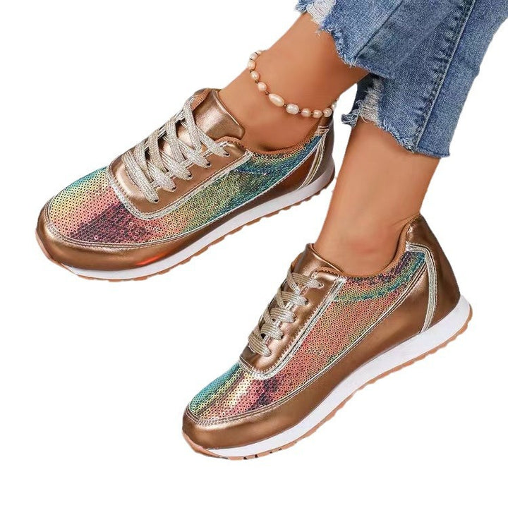 Dame mode Sneakers med glitrende overflade og skridsikker sål Stilla
