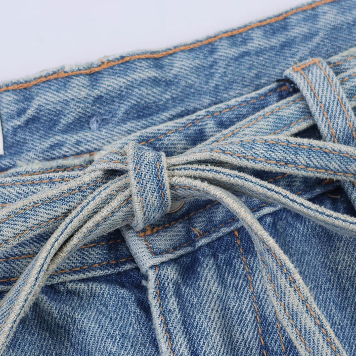 Dame bred jeans i destroyed-look med justerbar talje Skovae