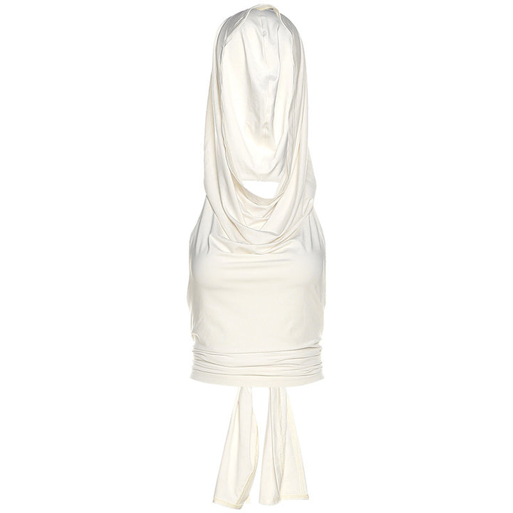 Dame Cropped Top med unikt hoodie-design og raffineret drapering Skovae