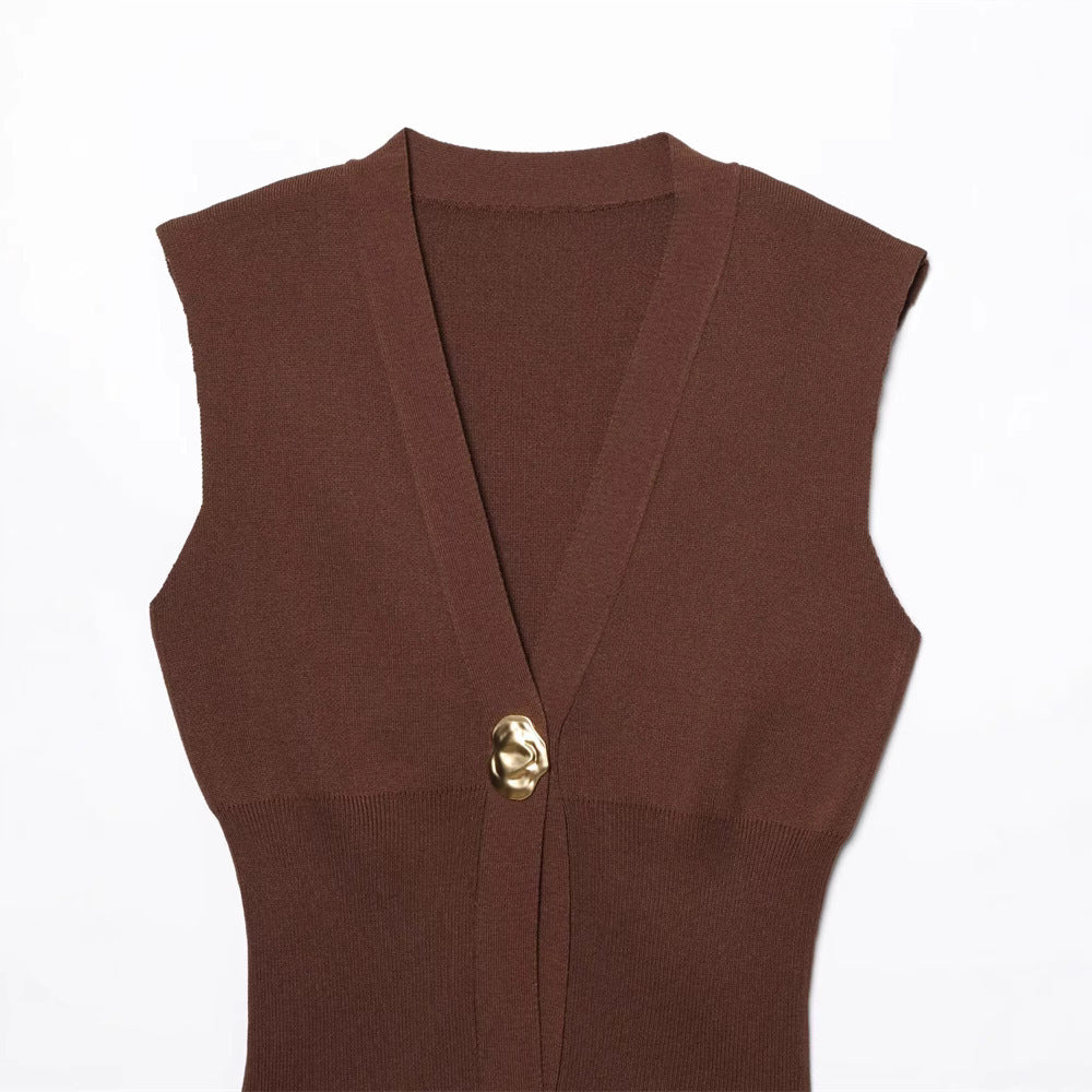 Femme Struktureret Ærmeløs Cardigan Vest Stilla