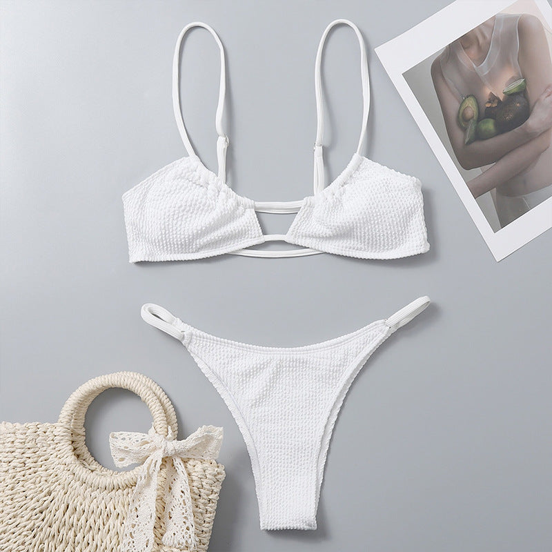 Dame triangel-bikini med innovativt snit og moderne bindebånd Skovae