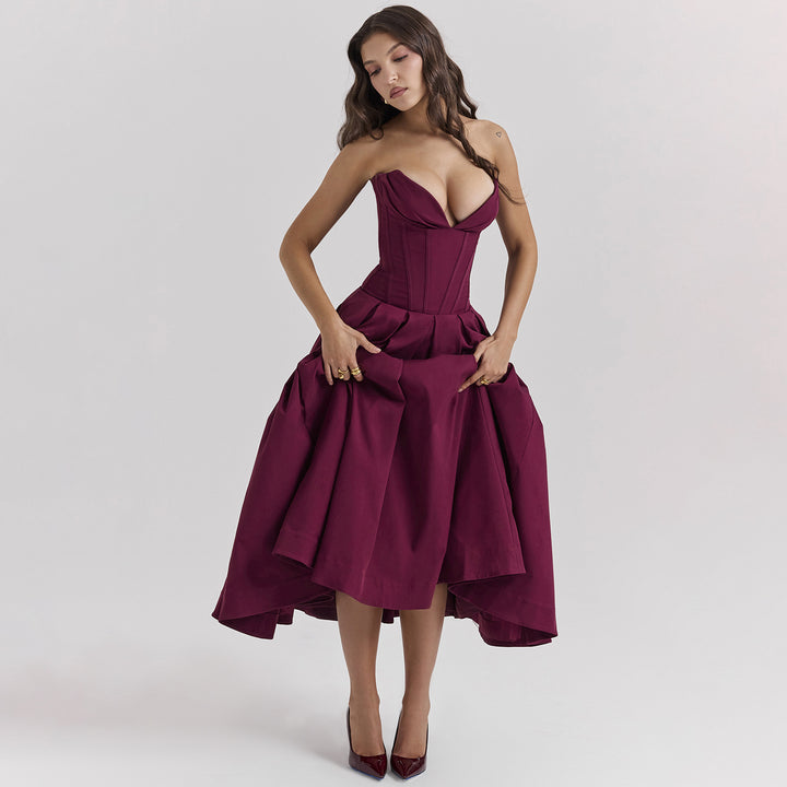 Damer Elegant Bustier-Maxikjole med svingende nederdel og figursyet pasform Stilla
