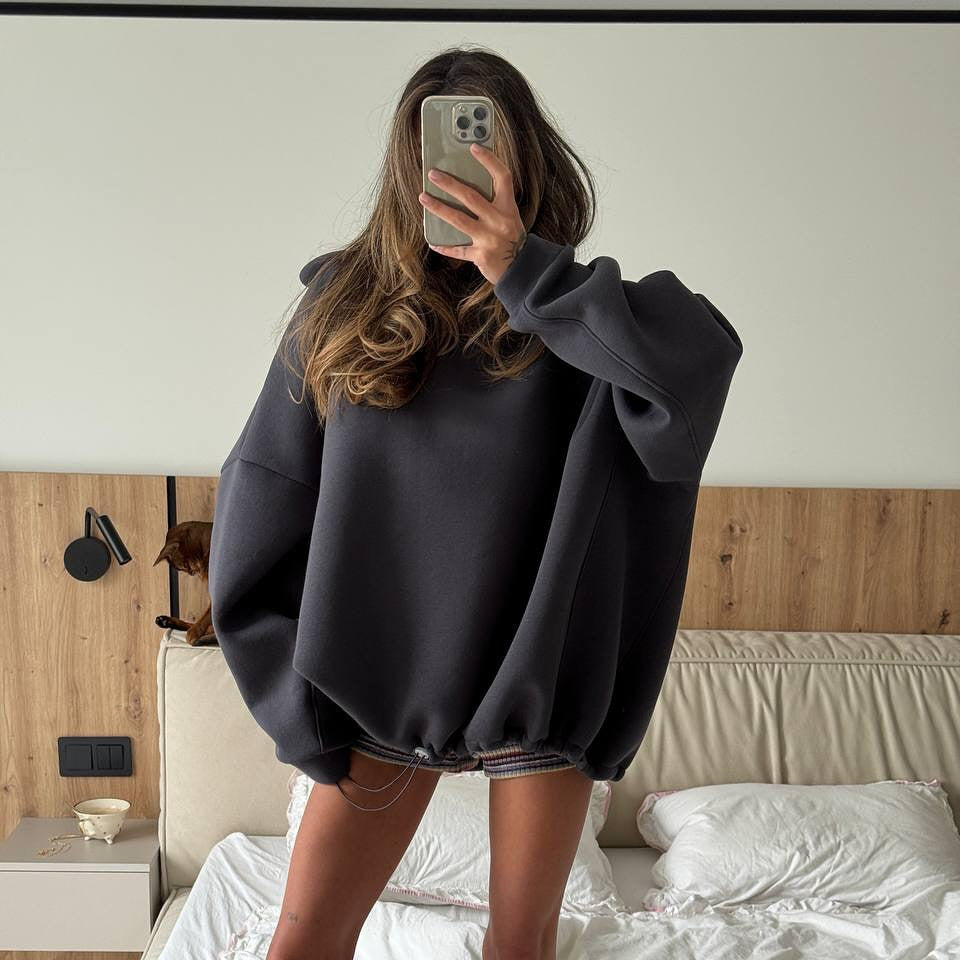 Kvinder oversized hoodie med brede ærmer og ribbet kant Skovae