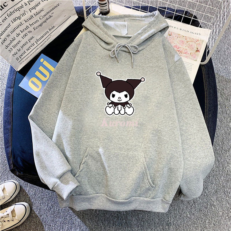 Kvinders hoodie med sødt ko-motiv og høj kvalitet fleece-foring Skovae