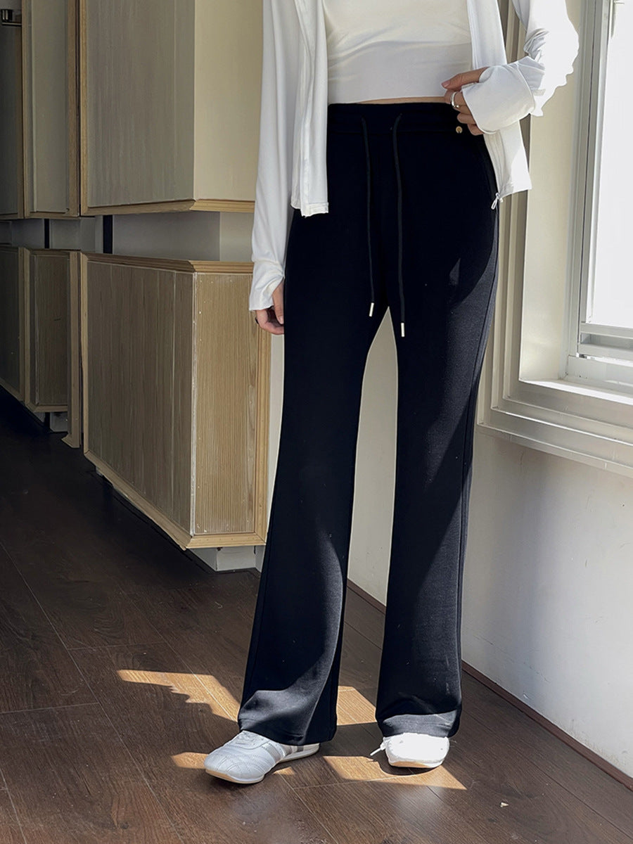 Dame Bred High-Waist-Bukser med afslappet snit og elastisk talje Stilla