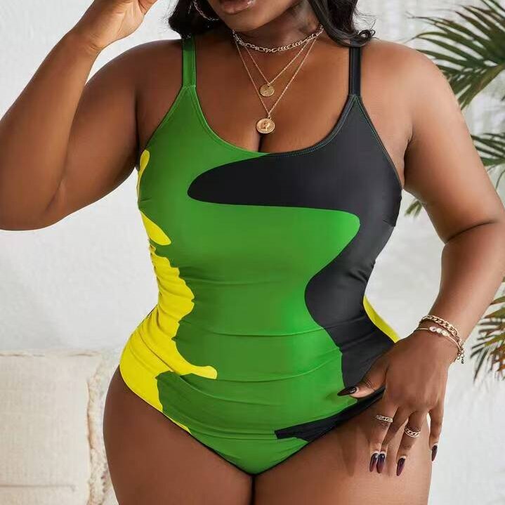 Dame en del badedragt med moderne camouflage-design Skovae