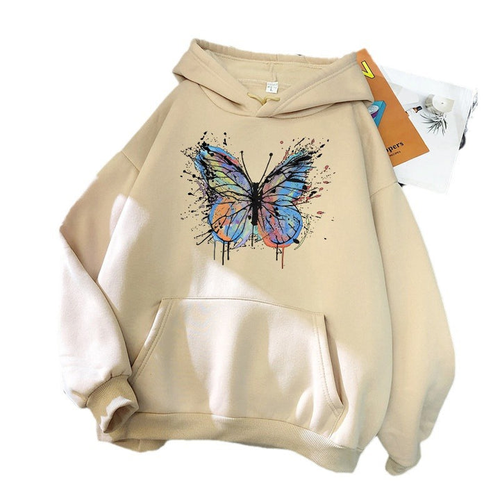 Kvinders hoodie med tiltalende sommerfugledesign Skovae