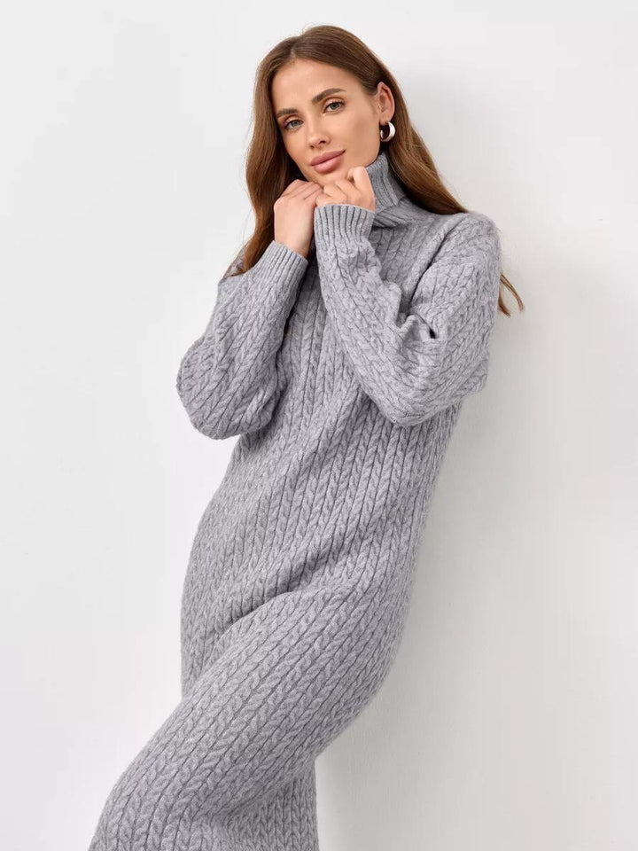 Femme Chunky Kabelstrik Ståkravekjole Stilla
