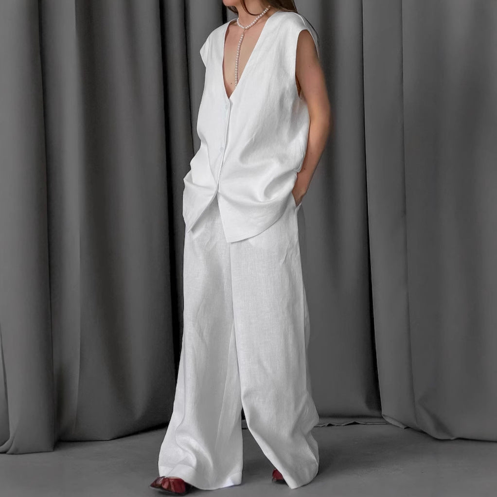 Dame Oversized Skjorte med V-Udsnit og tidløst Design Stilla