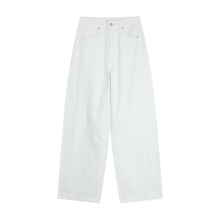 Dame bred High-Waist Jeansbukser med elegant snit og klassiske detaljer Stilla