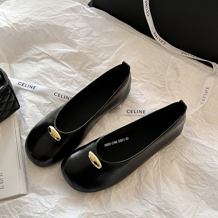 Damer Elegante Slip-On Balletsko med smart metallisk accent Stilla