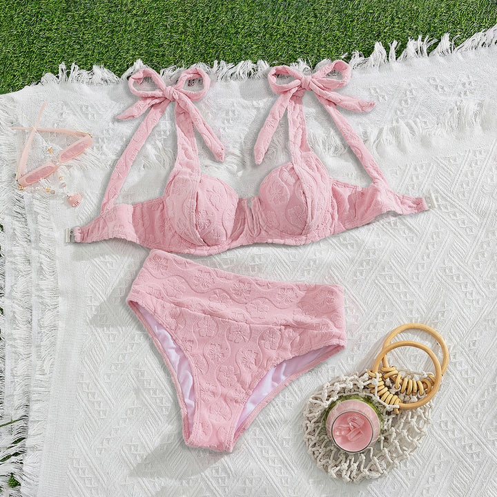 Dame Push-Up-Bikini med blomstertekstildesign Skovae