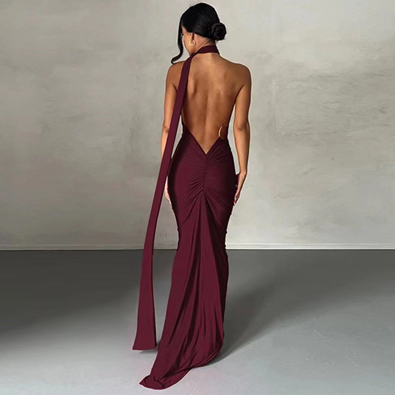Dame elegant wrap kjoler med asymmetrisk kant og tætsiddende snit Skovae