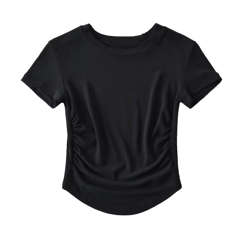 Dame Sporty T-shirt med moderigtig flæse design og figursyet snit Stilla