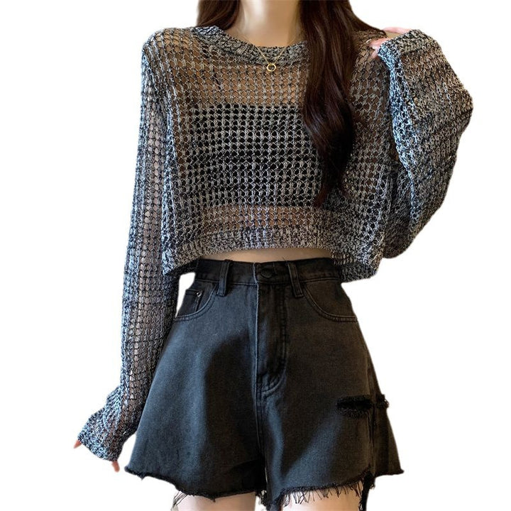 Kvindernes mesh sweater med trendy crop design Stilla