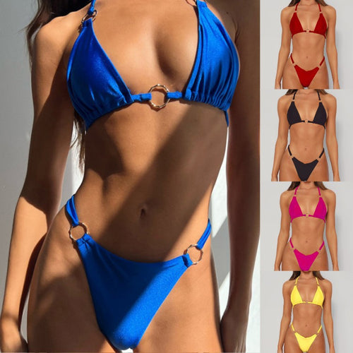 Damer Triangle-Bikini med stilfulde ringdetaljer Skovae