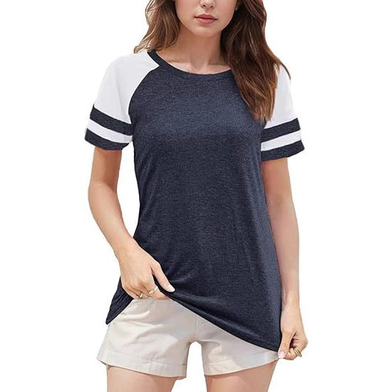 Dame sporty T-shirt med raglanærmer og moderne striber Stilla