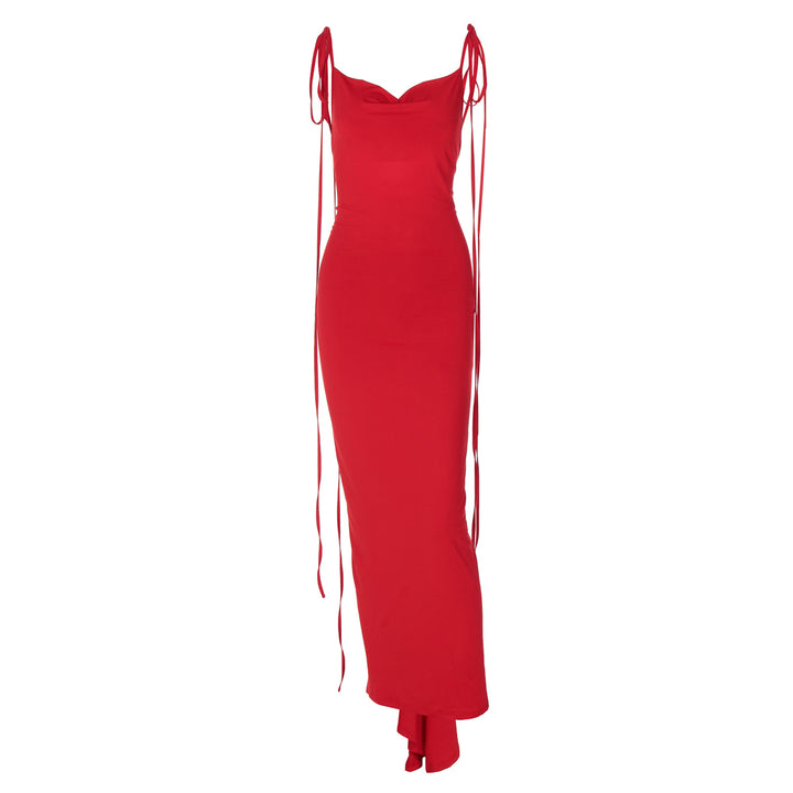 Dame Maxikjole med elegant drapering og justerbare stropper Stilla