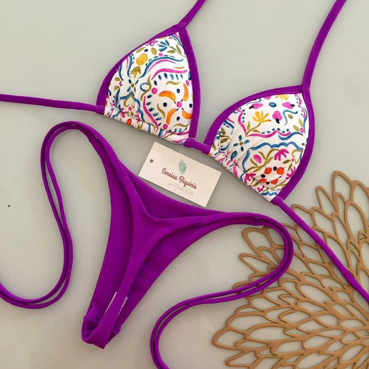 Dame triangel-bikini med frisk melonmønster Skovae