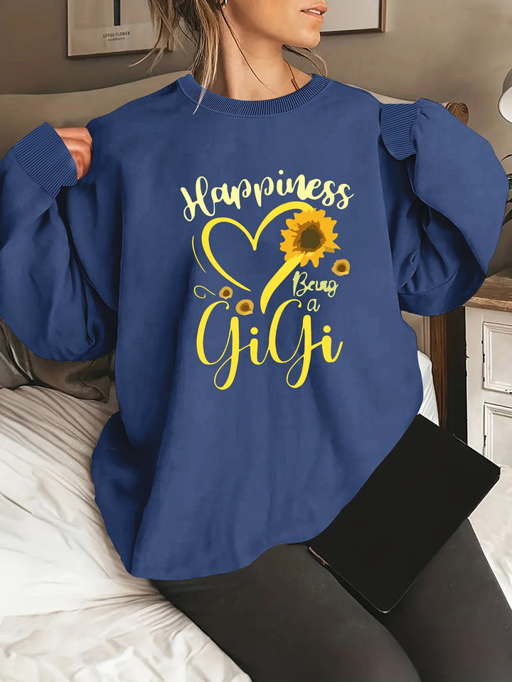 Kvinders sweatshirt med voluminøse ærmer og muntert motiv Stilla