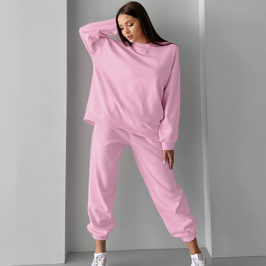Dame afslappet sweatshirt- og joggingdragt sæt med elastisk talje og moderne accenter Stilla