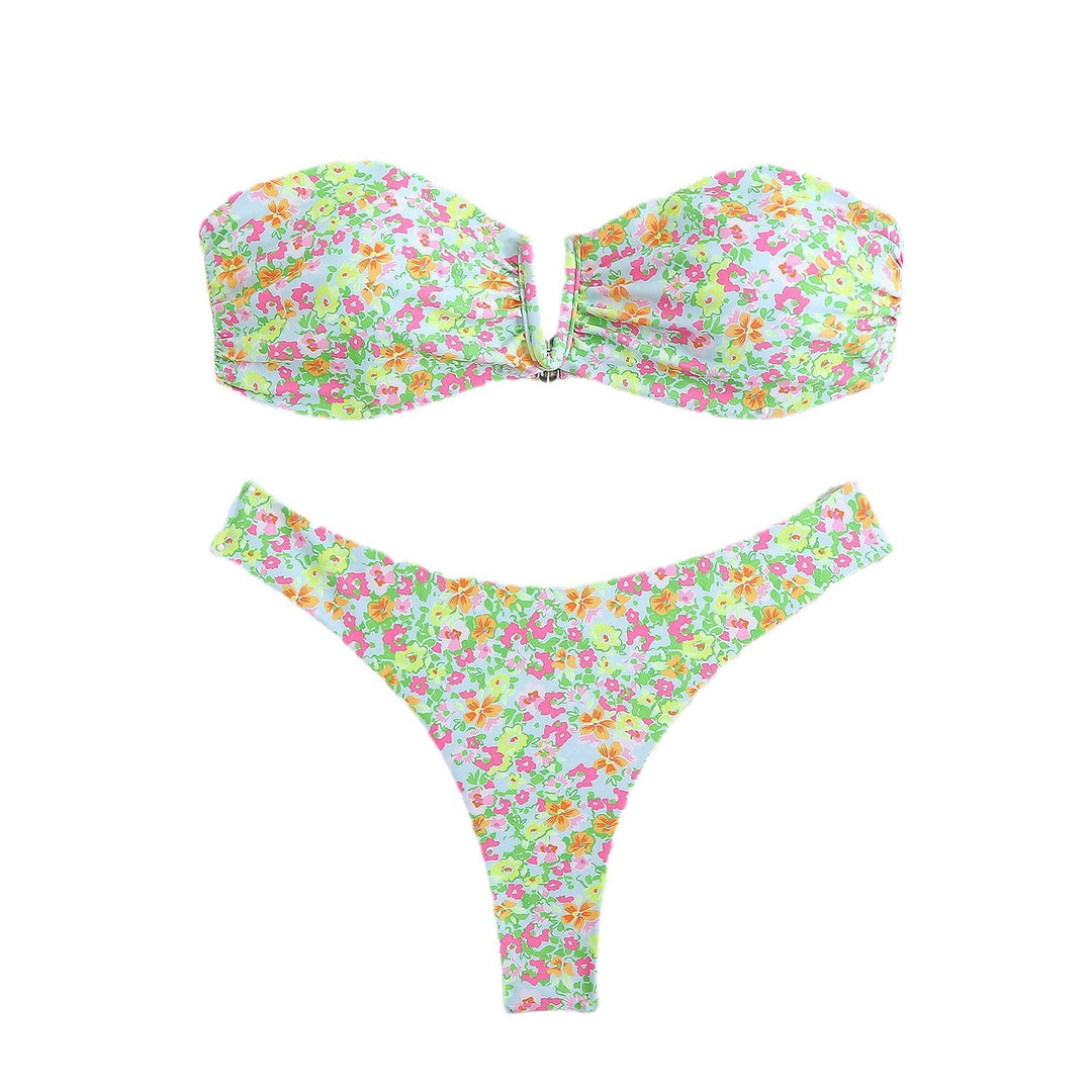 Dame Floral Bandeau Bikini Sæt Stilla