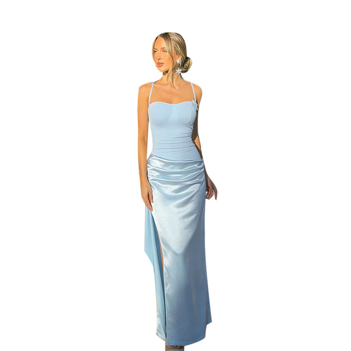 Dame elegant Maxi-kjole med asymmetrisk snit og fin drapering Skovae