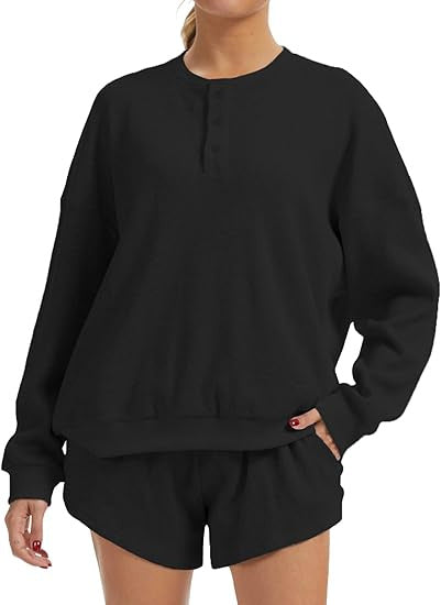 Kvinders afslappede oversized sweater og shorts sæt Stilla