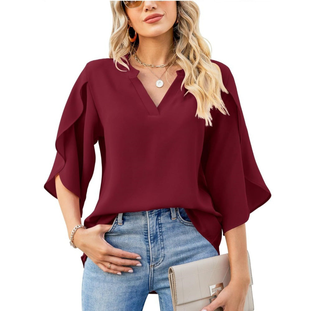 Dame Elegant Flatterærmer Bluse Stilla