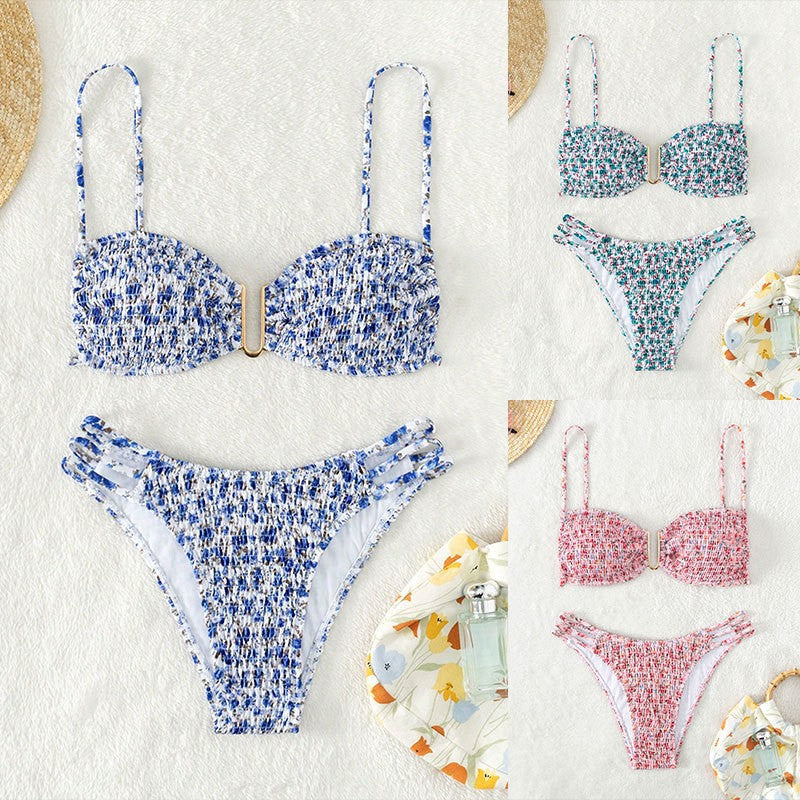 Dame bandeau bikini med raffineret ruffle design og fashionable snøre detaljer Skovae