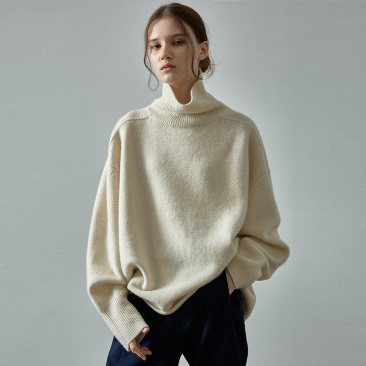 Dame Oversized Rullekravepullover i luksuriøs uldblanding Stilla