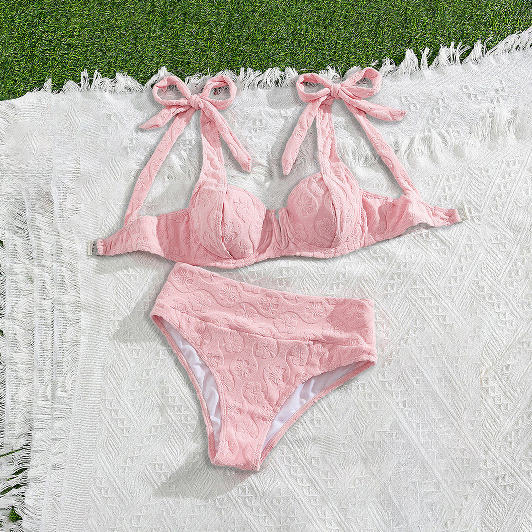 Dame Push-Up-Bikini med blomstertekstildesign Skovae