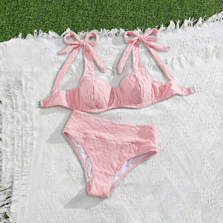 Dame Push-Up-Bikini med blomstertekstildesign Skovae
