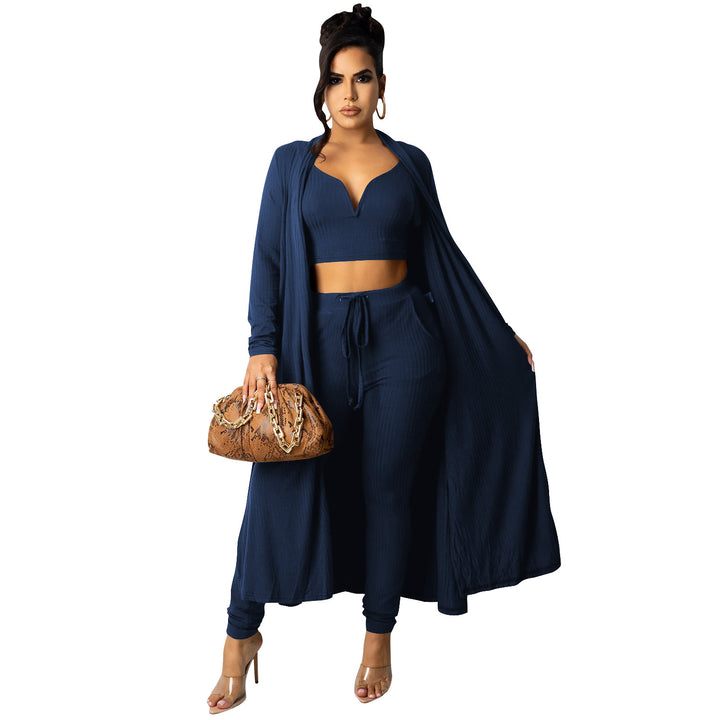 Dame To-delt sæt med crop-top og lang cardigan Stilla