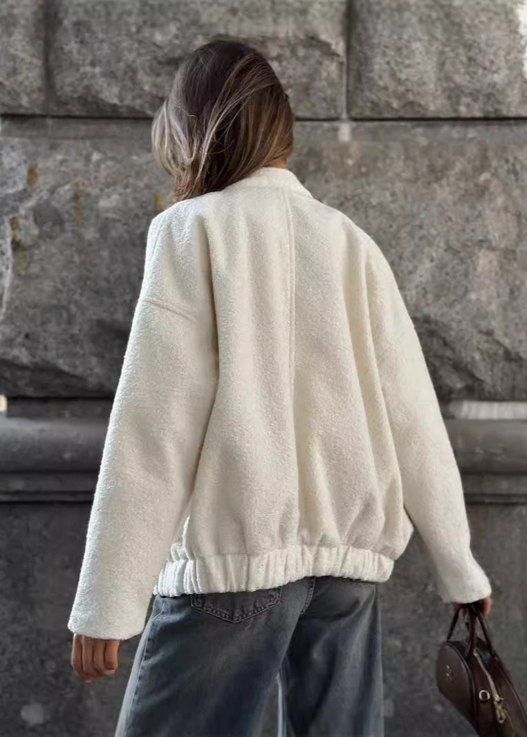 Stilla | Struktureret Fleece Snap-Button Jakke