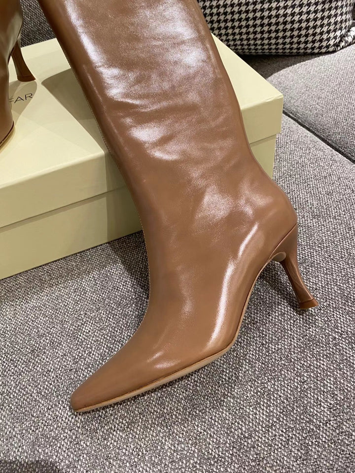 Dame elegante over-knæet stiletto-støvler med enkelt design Stilla