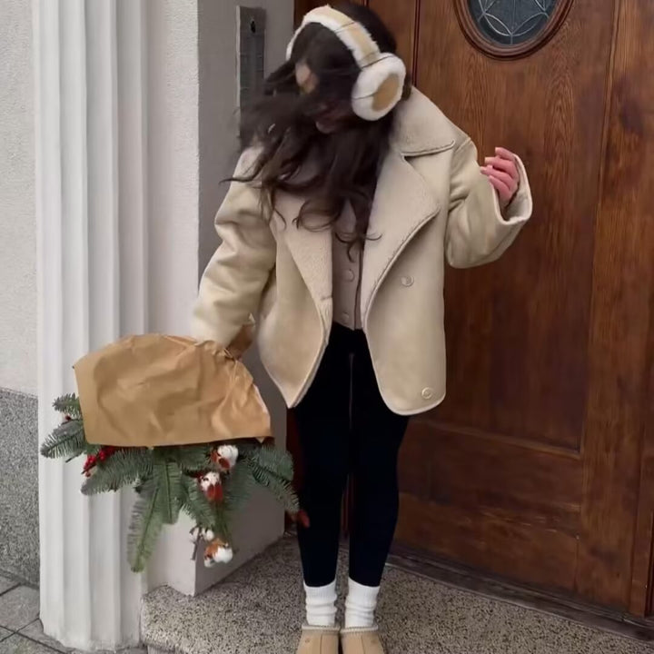 Kvinders hyggelige jakke med faux fur krave Stilla