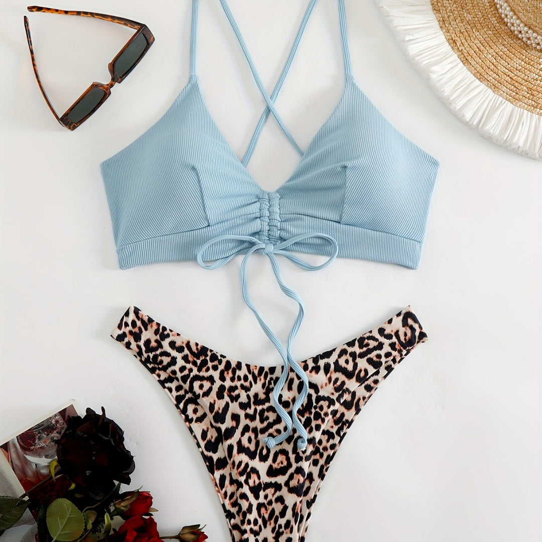 Dame Trendy Bikini med rynk og asymmetrisk design Stilla