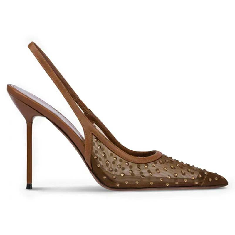 Dame High-Heel Slingback Pumps med Nitteaccent Stilla