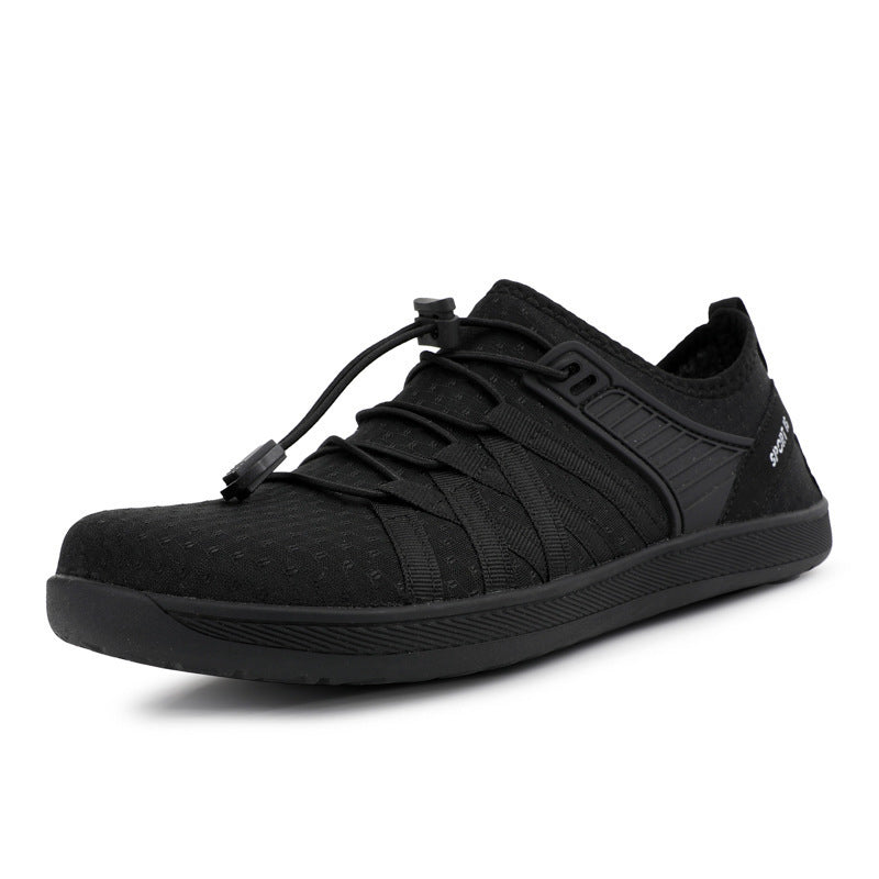 Unisex nan flad by-sneaker med hurtiglukning, elastisk strikoverdel og stødabsorberende let sål Skovae