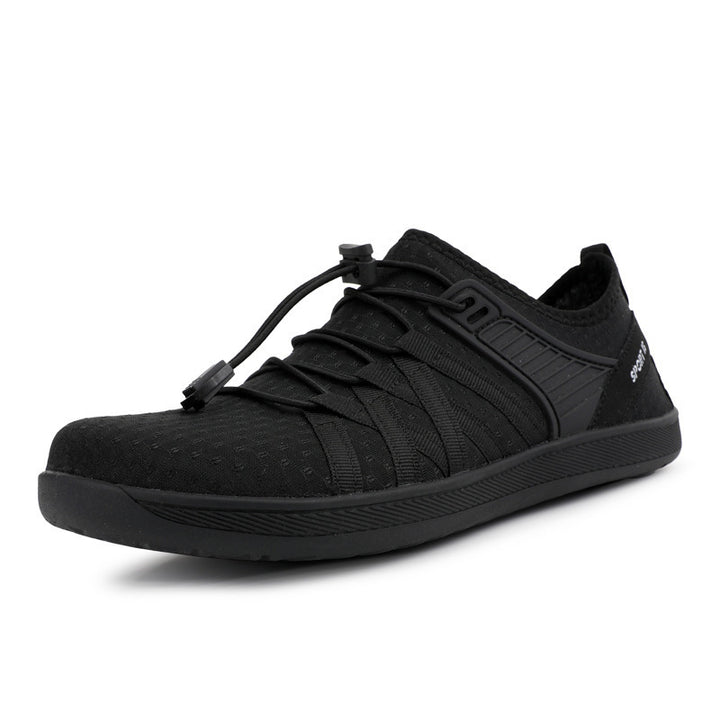 Unisex nan flad by-sneaker med hurtiglukning, elastisk strikoverdel og stødabsorberende let sål Skovae