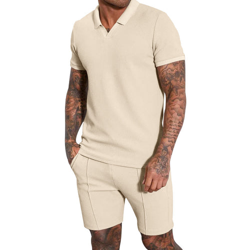 Herrer sporty polo shirt og shorts sæt lavet af højkvalitets strukturstof Stilla
