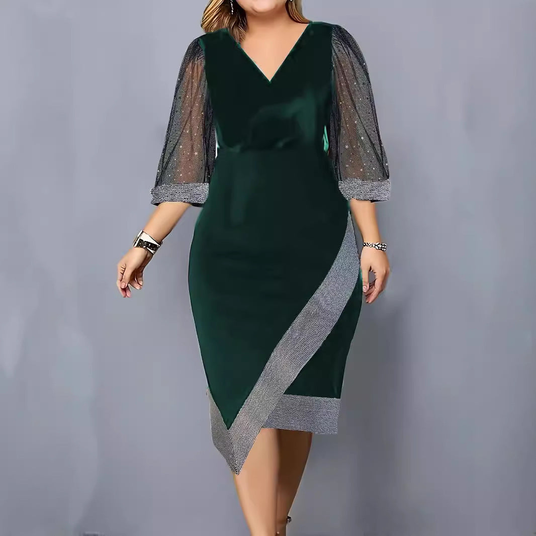 Kvinder elegant aftenkjole med transparente ærmer Stilla