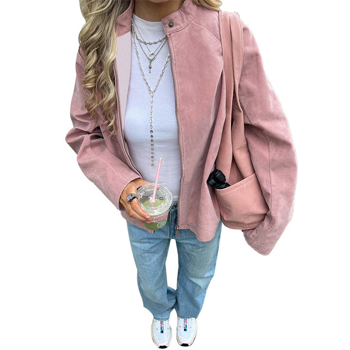Kvindernes casual jakke med høj krave og oversized pasform Skovae