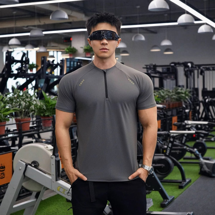 Herren Funktionsshirt med halvmund lynlås og åndbar teknologi Stilla