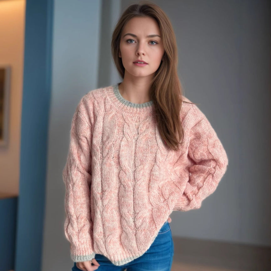 Dame chunky striktrøje med kabeldesign og generøs drapering Stilla