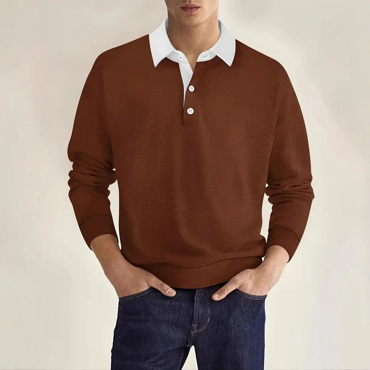 Herre Poloshirt med moderne krave og struktureret overflade Stilla