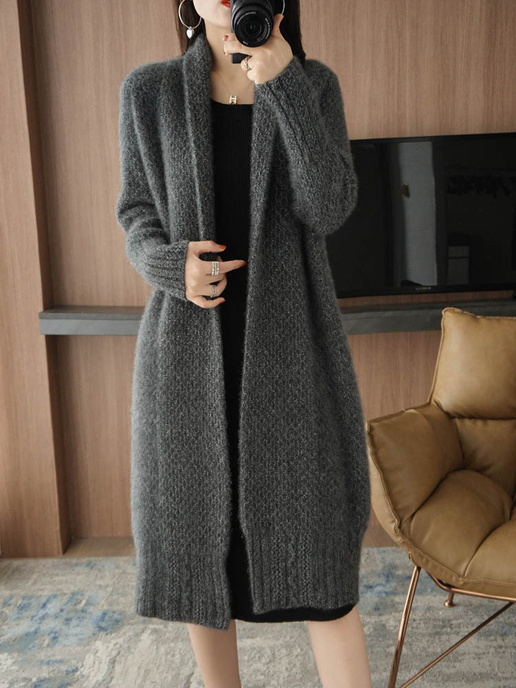 Kvinders cardigan med moderne kabelmønster og åben front Stilla